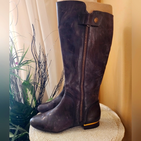 Isola Brown Leather Tall Riding Biker Boots, Size 9.5 - Picture 3 of 11